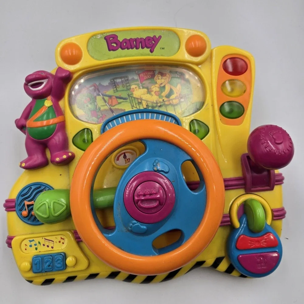 2002 Barney Steering Wheel Driving‎ Electronic Learning Interactive Toy - Works